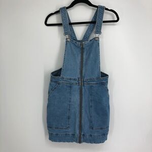 Wild‎ Fable Denim Dress Womens Medium Blue Jean Zip Front Retro 90s Style